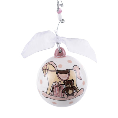 Baby's 1st Christmas Pink Rocking Horse Ornament - Glory Haus