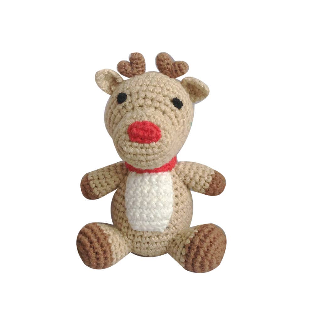 Reindeer Hand-Crochet Rattle: 4" Rattle - Zubles