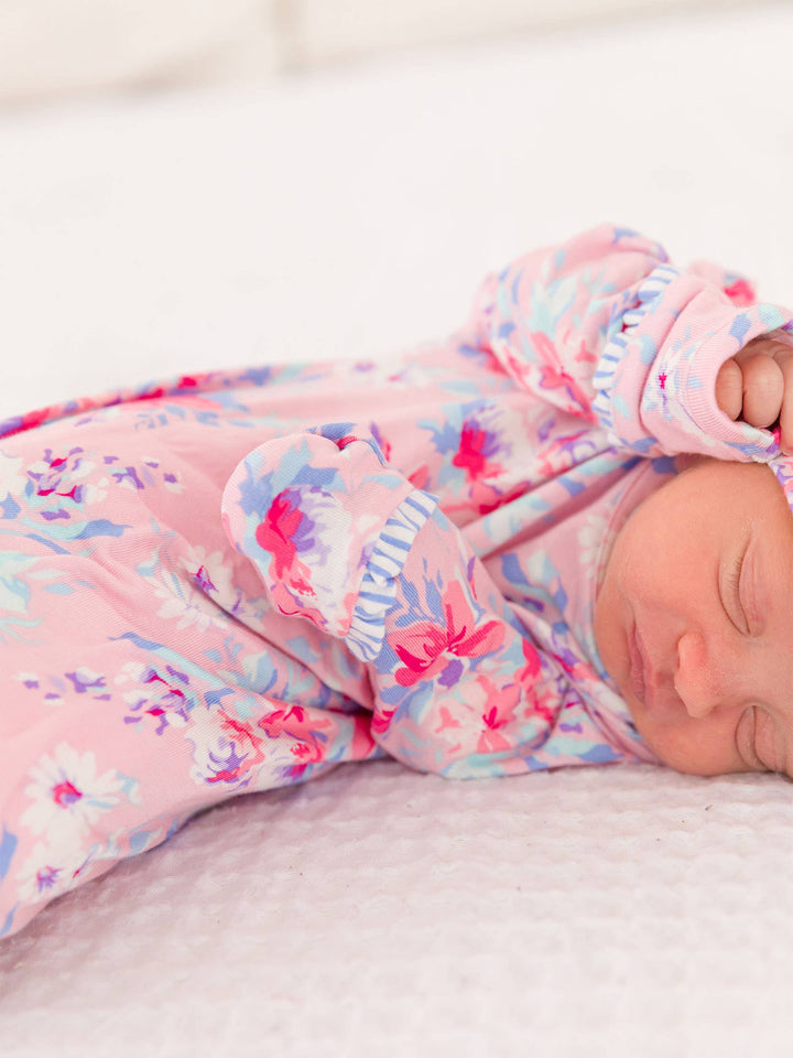Pretty in Pink Floral Ruffle Gown & Hat Set - RuffleButts
