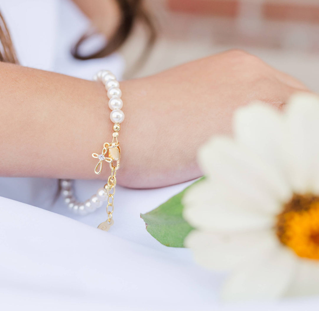 Kids 14K Gold-Plated Baptism Cross Bracelet
