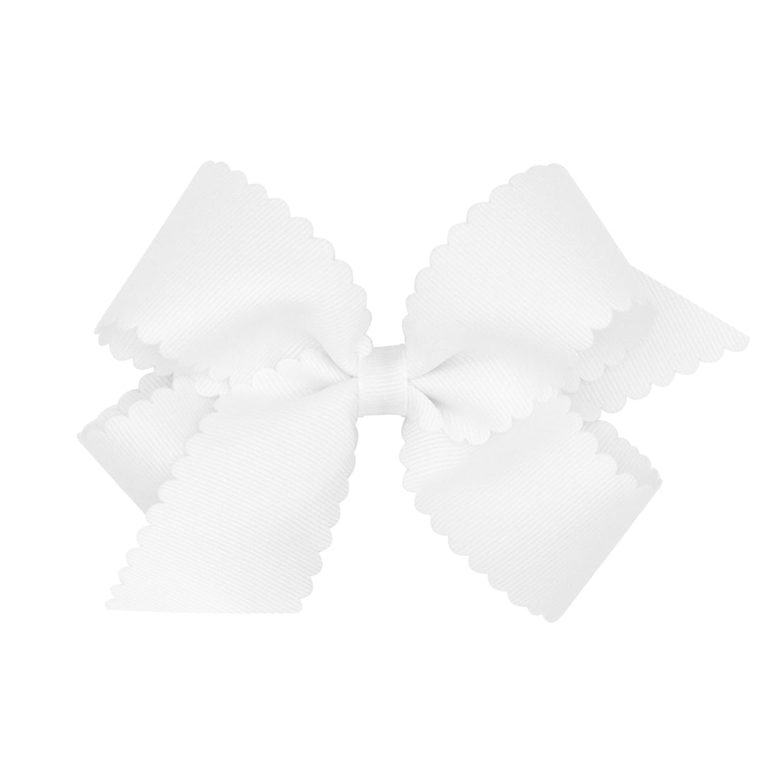Medium Grosgrain Hair Bow with Scalloped Edge - Wee Ones
