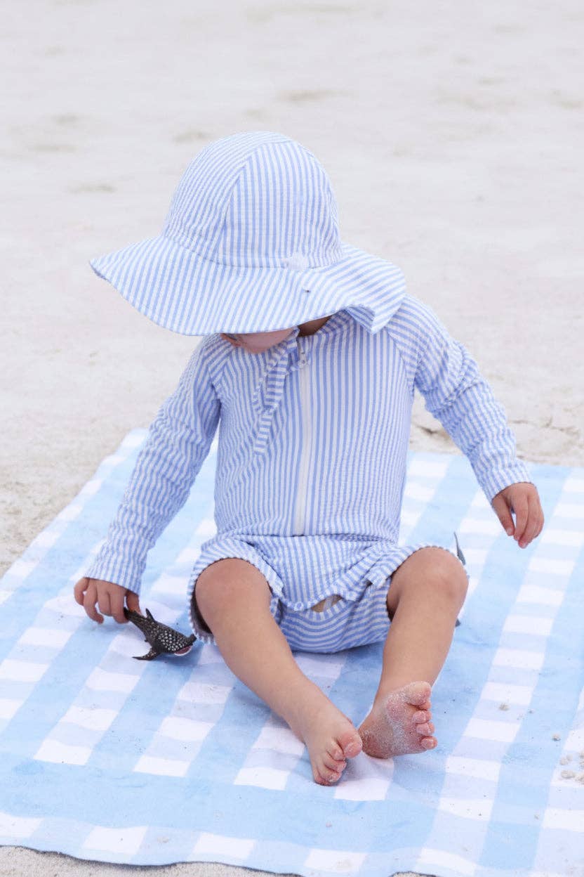 Boys Seersucker Rash Guard Swim - Caden Lane