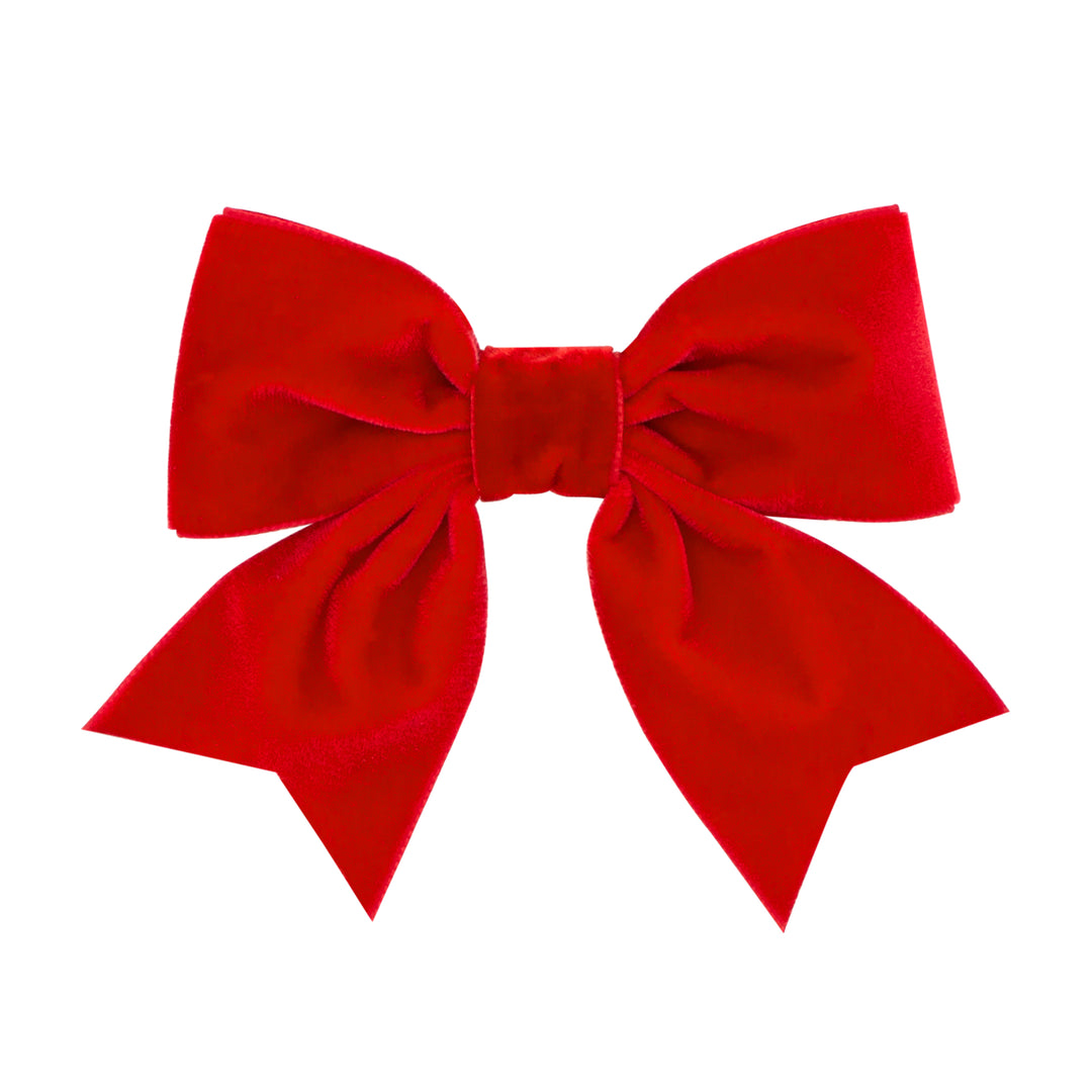 Medium Velvet Two-Loop Bow with Fancy Cut Tail - Wee Ones