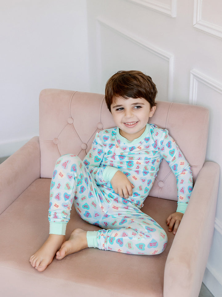 Boys Convo Hearts Bamboo Pajamas - Poppy Kids Co.