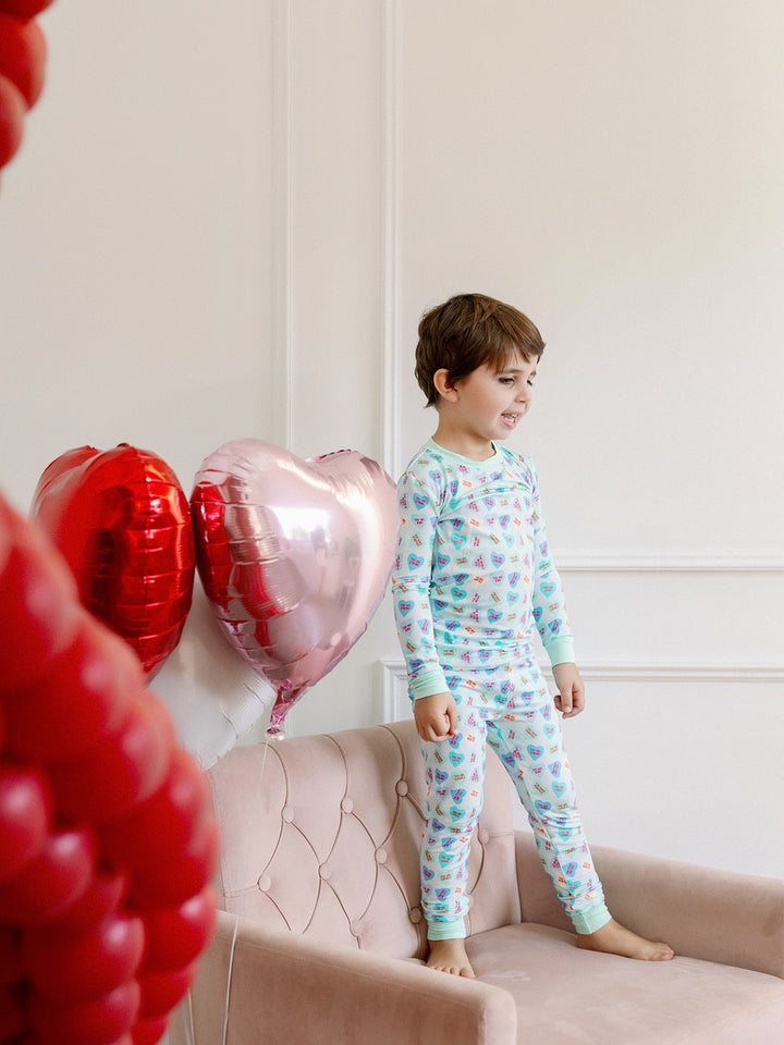 Boys Convo Hearts Bamboo Pajamas - Poppy Kids Co.