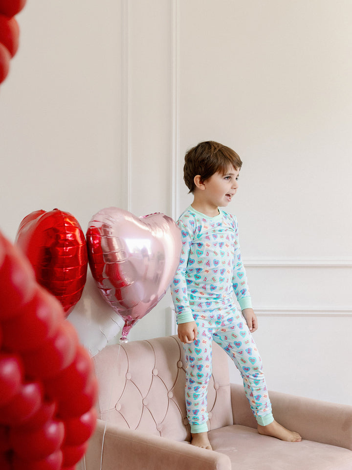 Boys Convo Hearts Bamboo Pajamas - Poppy Kids Co.