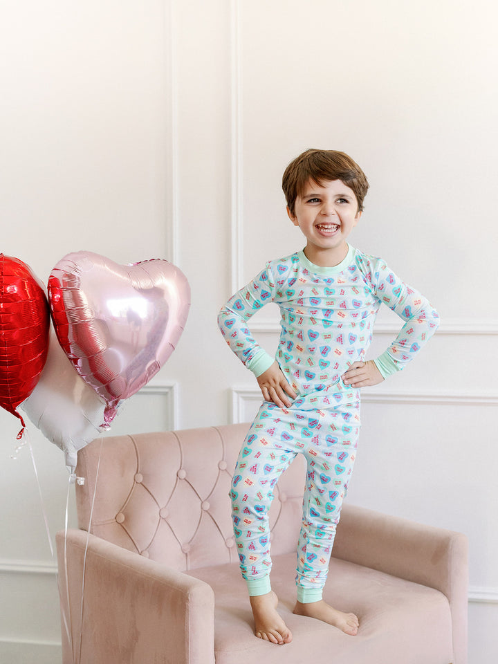Boys Convo Hearts Bamboo Pajamas - Poppy Kids Co.