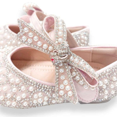 Bow Strap Jewel Pearl Pink Shoes - Doe a Dear