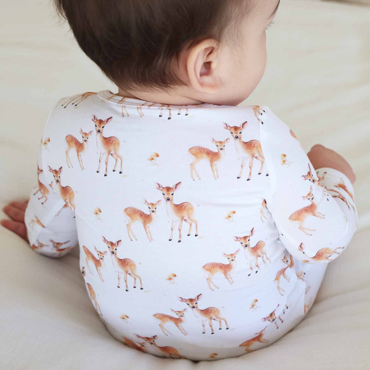 Friendly Fawns Bamboo Zipper Footie - Caden Lane