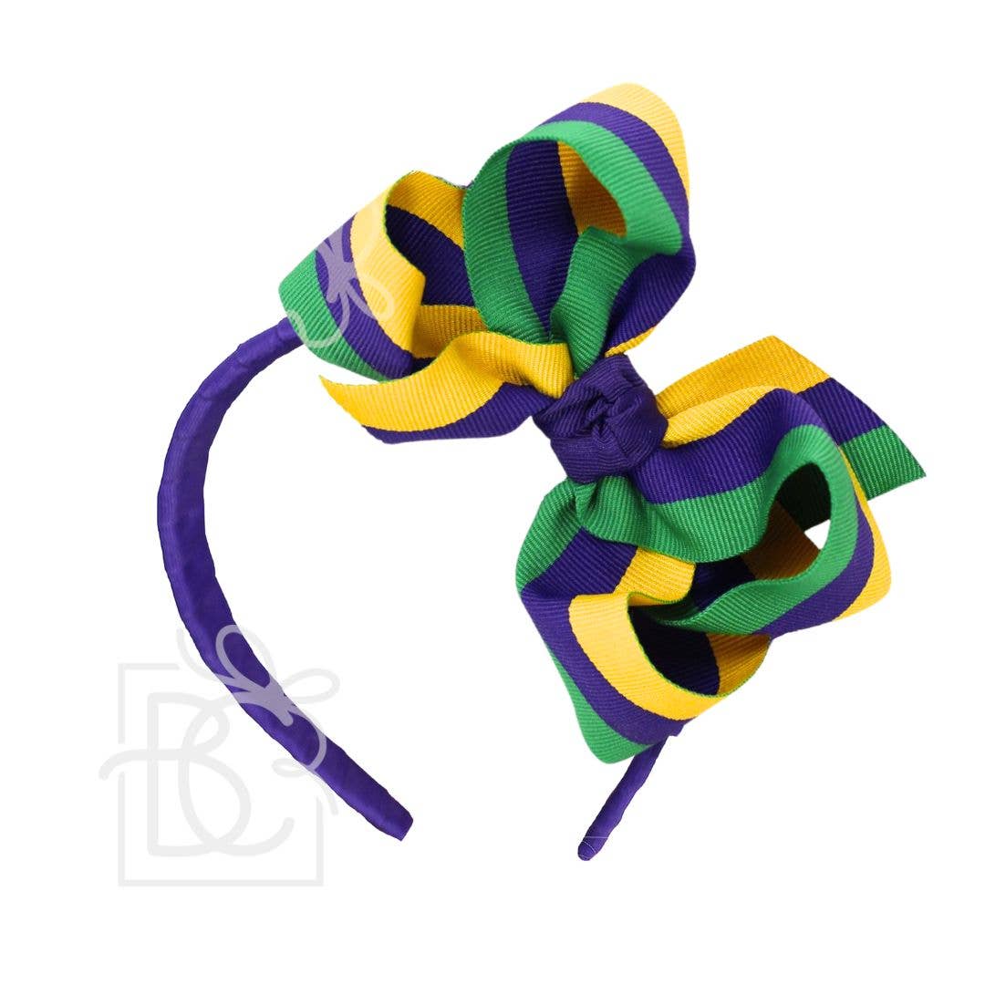 Girls Mardi Gras Headband Bow - Beyond Creations