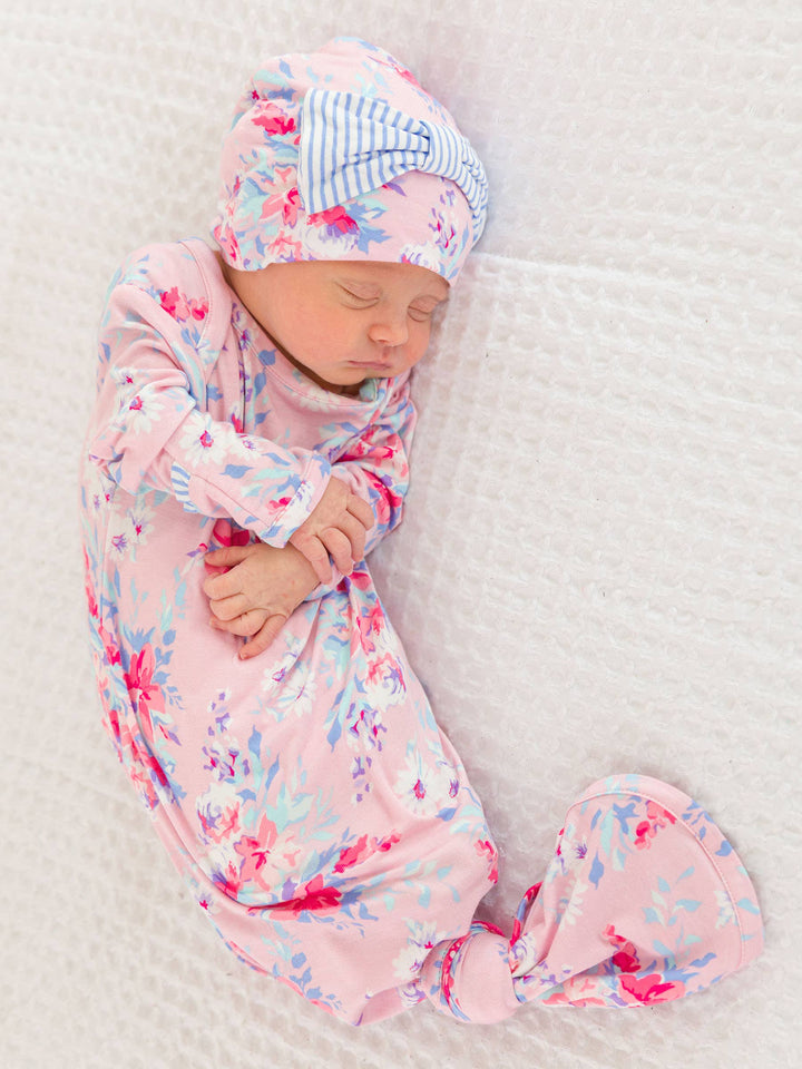 Pretty in Pink Floral Ruffle Gown & Hat Set - RuffleButts