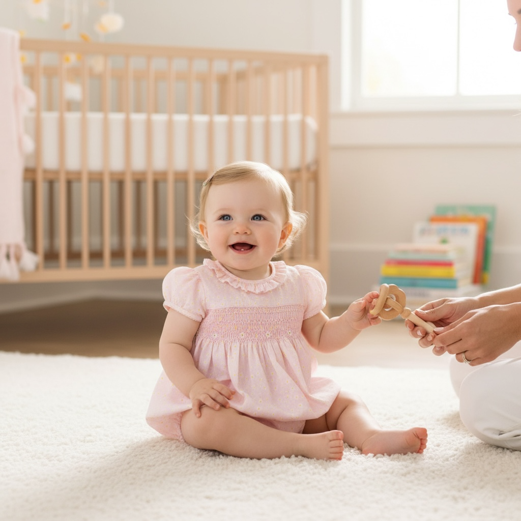 Girls Pink Smocked Daisy Collection - Lulu Bebe