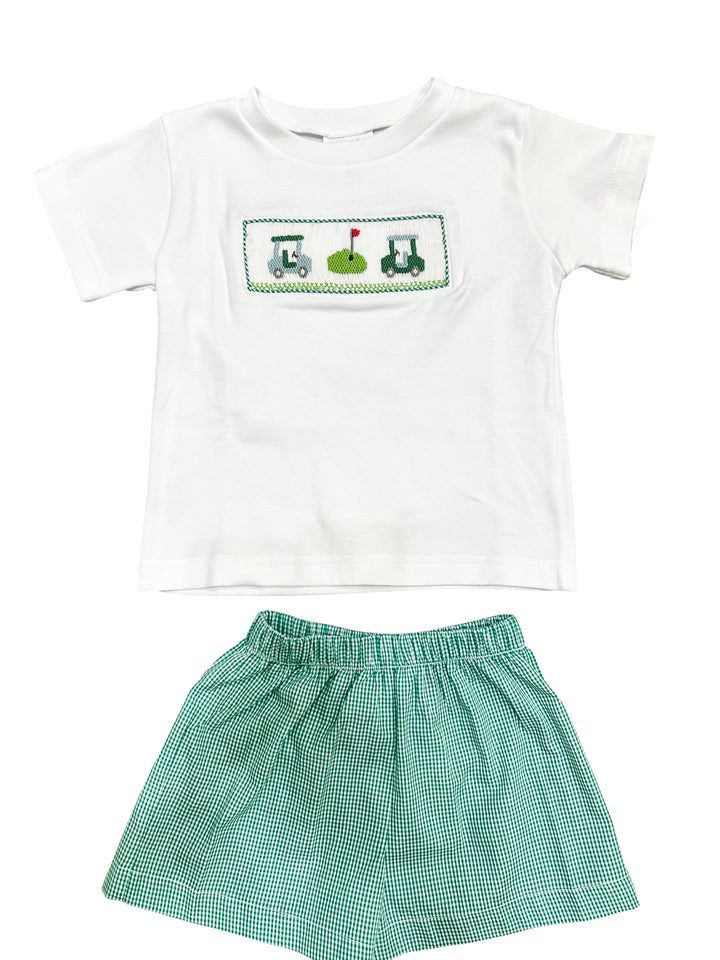 Boys Smocked Golf Short Set - Lulu Bebe