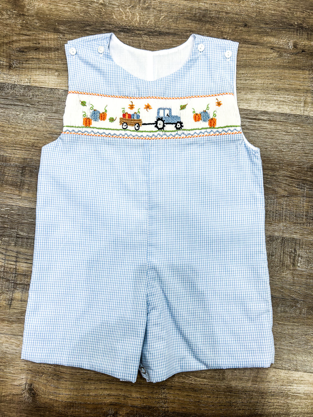 Smocked Pumpkins Jon Jon - Lulu Bebe