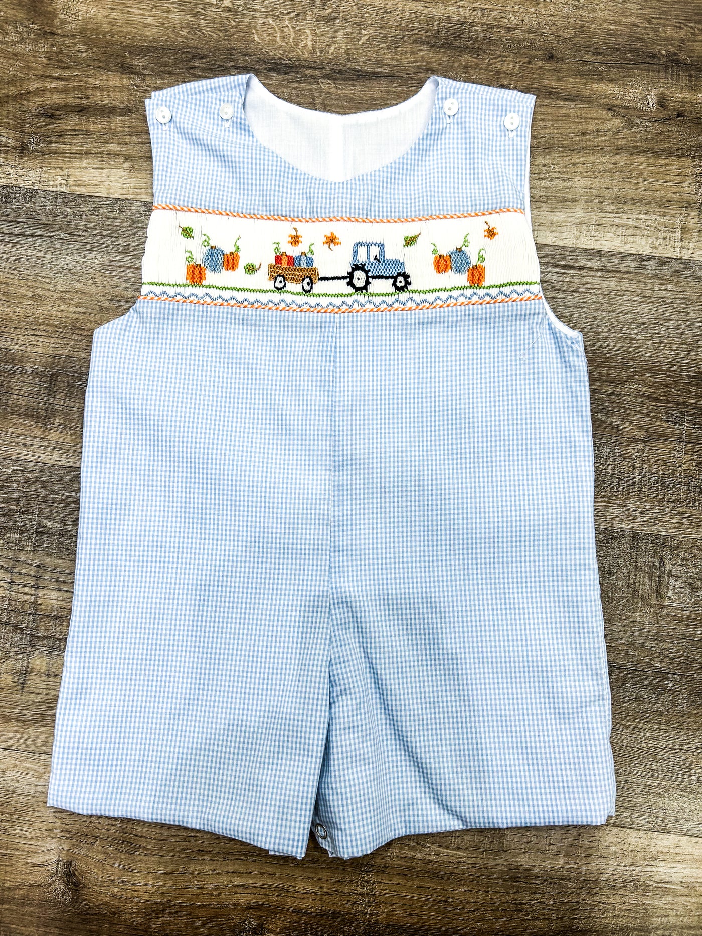 Smocked Pumpkins Jon Jon - Lulu Bebe