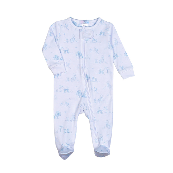 Blue Toile Pima Footie & Hat Set - Baby Loren