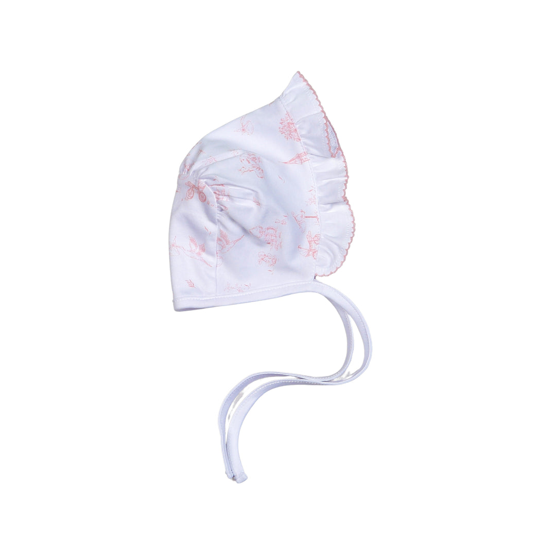 Pink Toile Pima Bonnet - Baby Loren