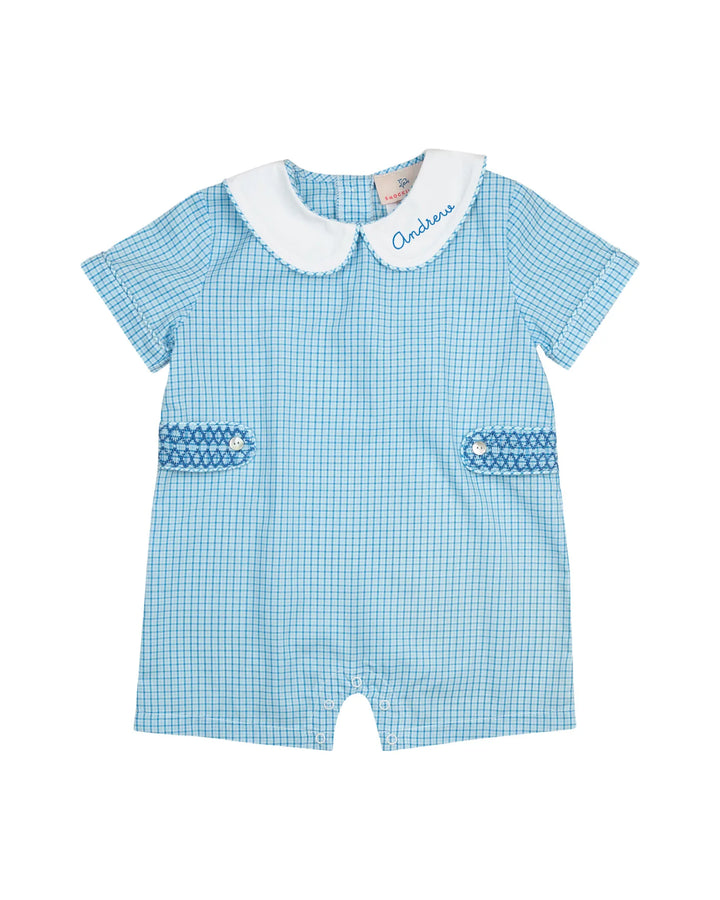 Blue Plaid Shortall - Smockingbird