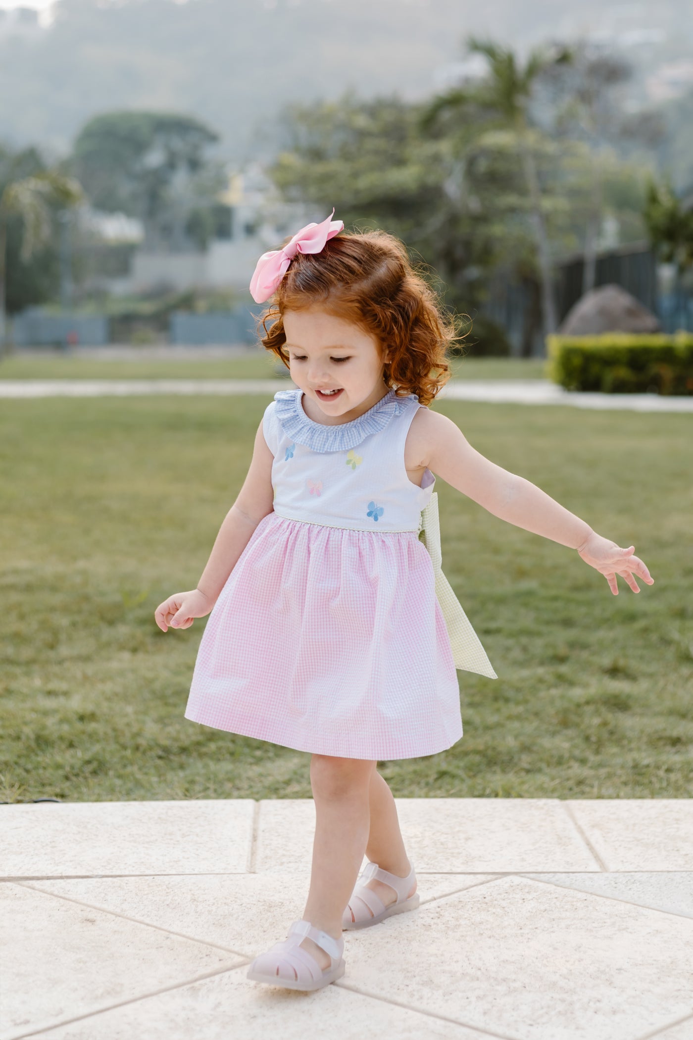 Pastel Seersucker Butterfly Dress - Zuccini Kids