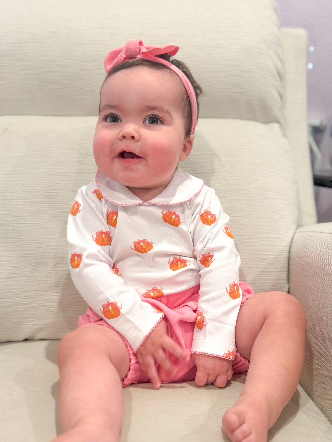 Pretty in Pumpkin Pima Onesie - Maddie & Connor