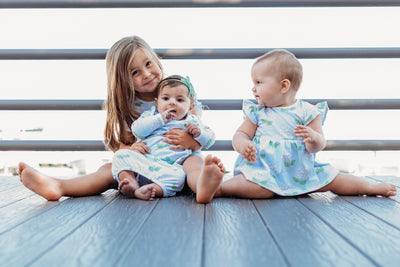 Hydrangea Layette Gown, Hat & Swaddle Set