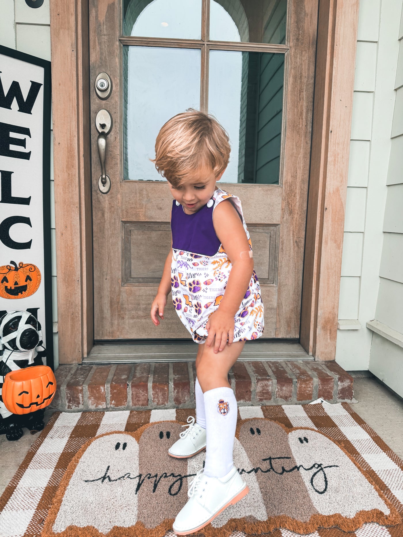 LSU French Knot Tiger Knee High Socks