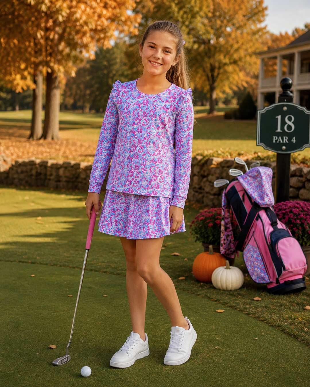 Preppy Petals Longsleeve Performance Top - Lila & Hayes