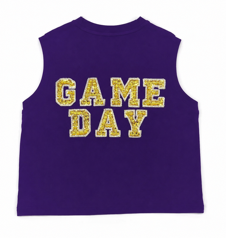 Purple & Gold Rhinestone Game Day Tank - Blended Spirit