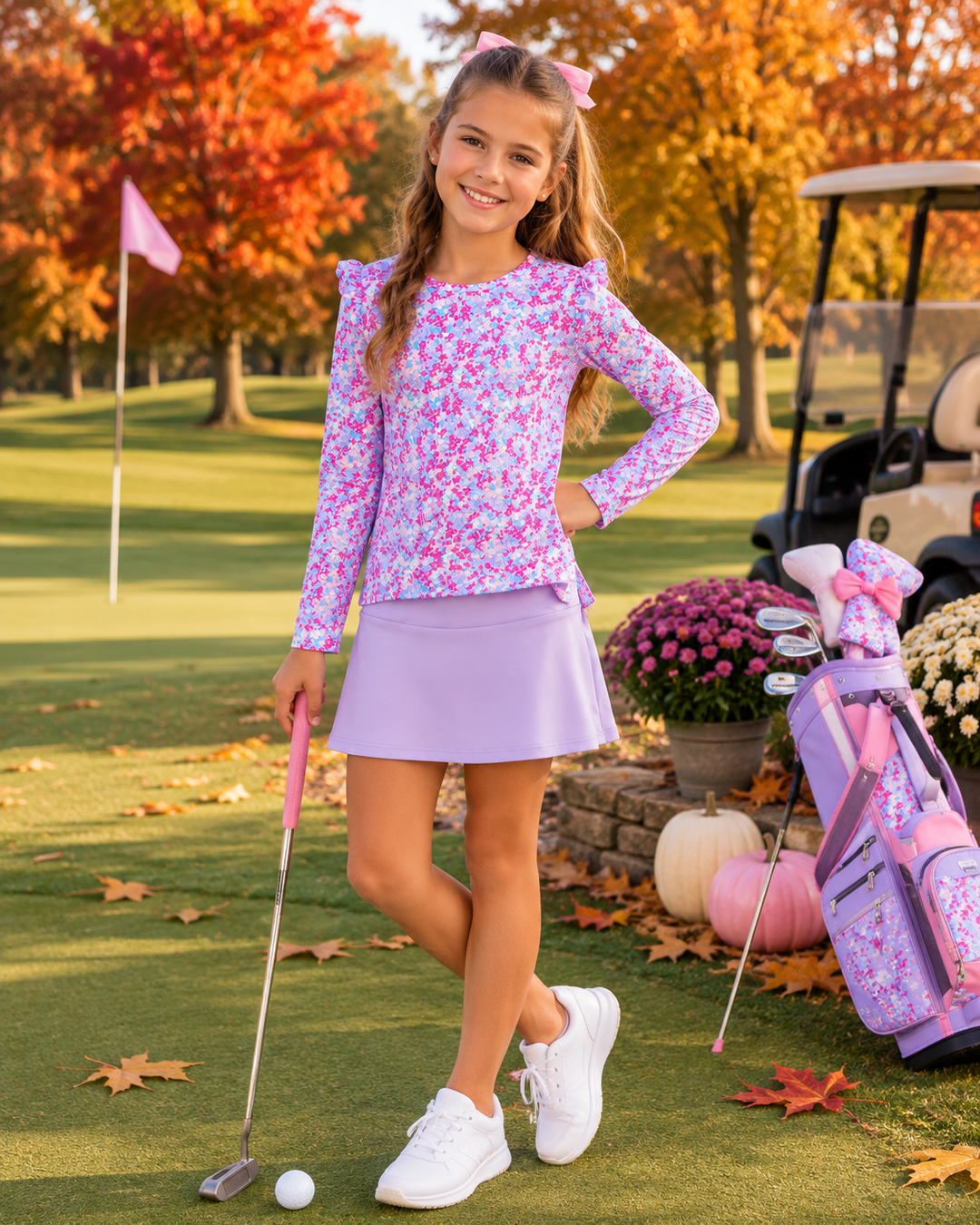 Preppy Petals Longsleeve Performance Top - Lila & Hayes
