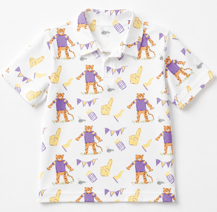Purple & Gold Game Day Jackson Polo - Three Little Ducks