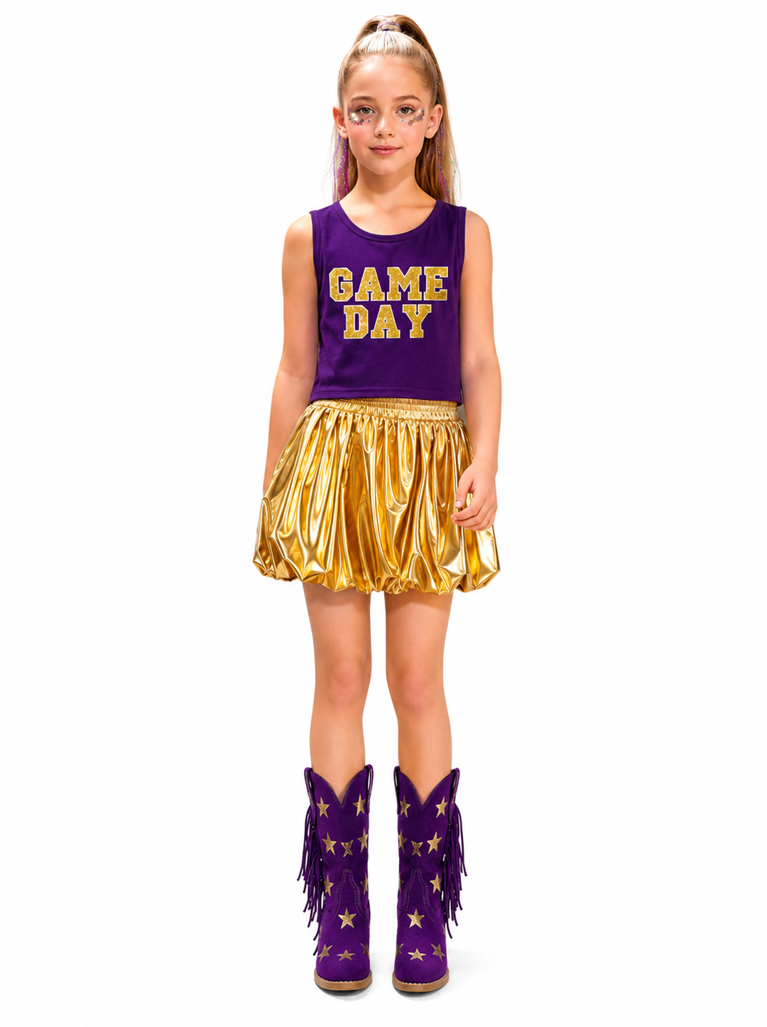 Purple & Gold Rhinestone Game Day Tank - Blended Spirit
