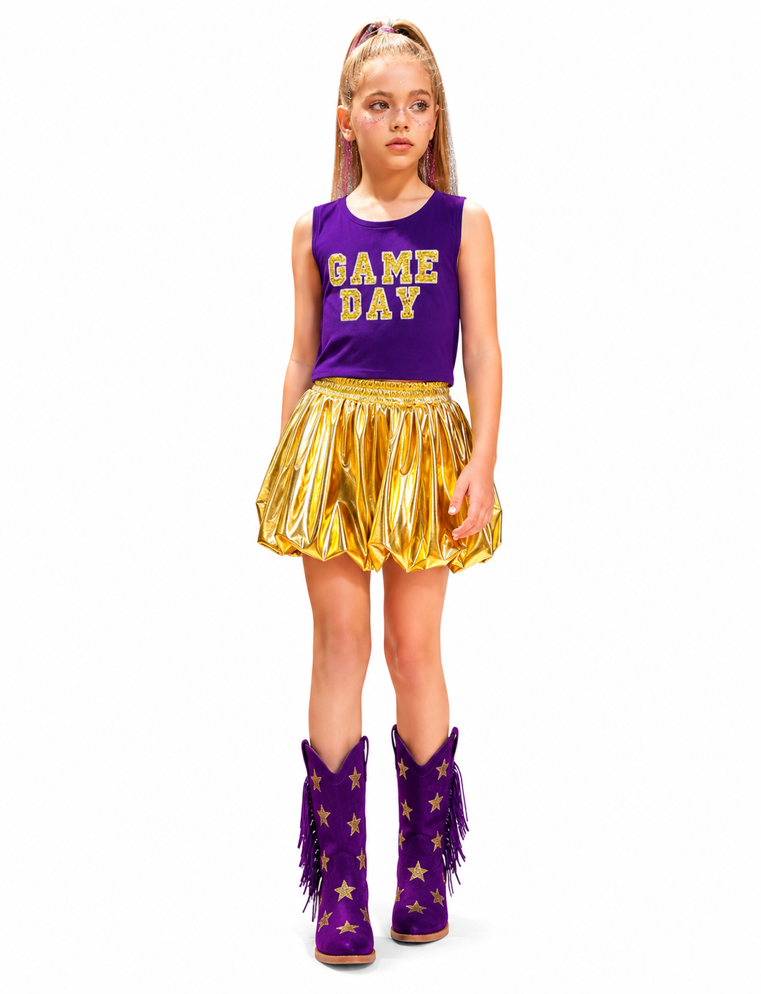 Purple & Gold Rhinestone Game Day Tank - Blended Spirit