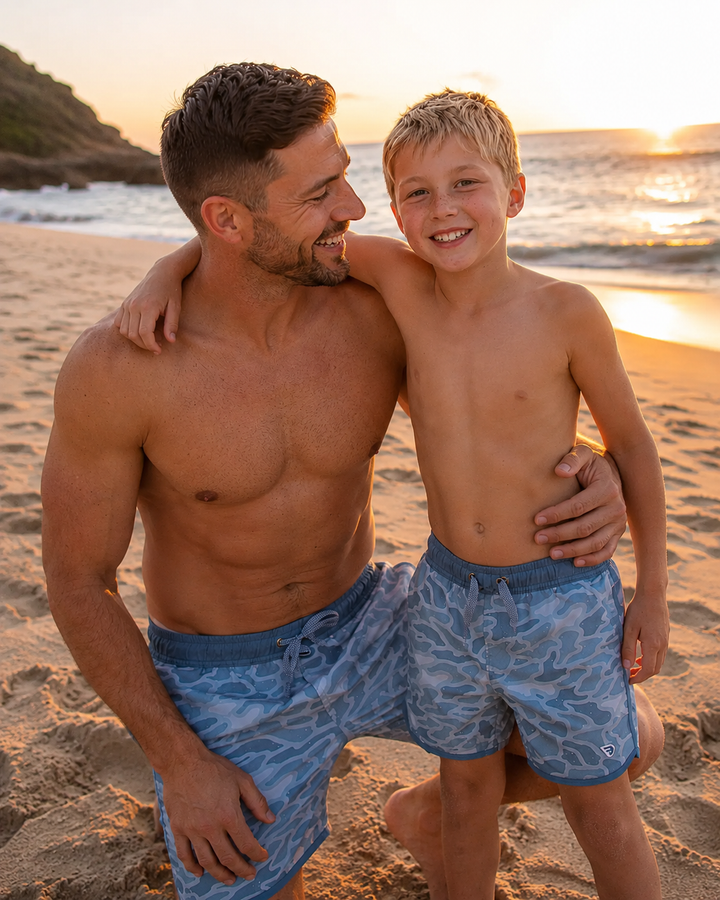 Blue Camo Swim Trunks - Burlebo