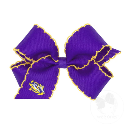 LSU Moonstitch Edge and Eye of The Tiger Embroidered Bow