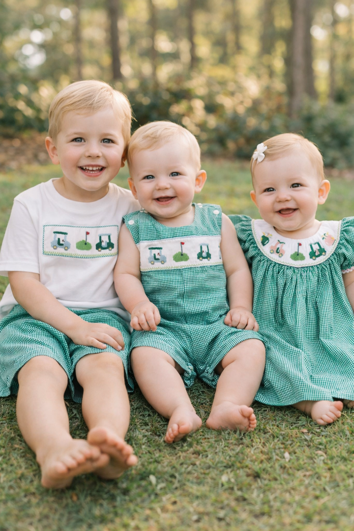 Boys Smocked Golf Short Set - Lulu Bebe