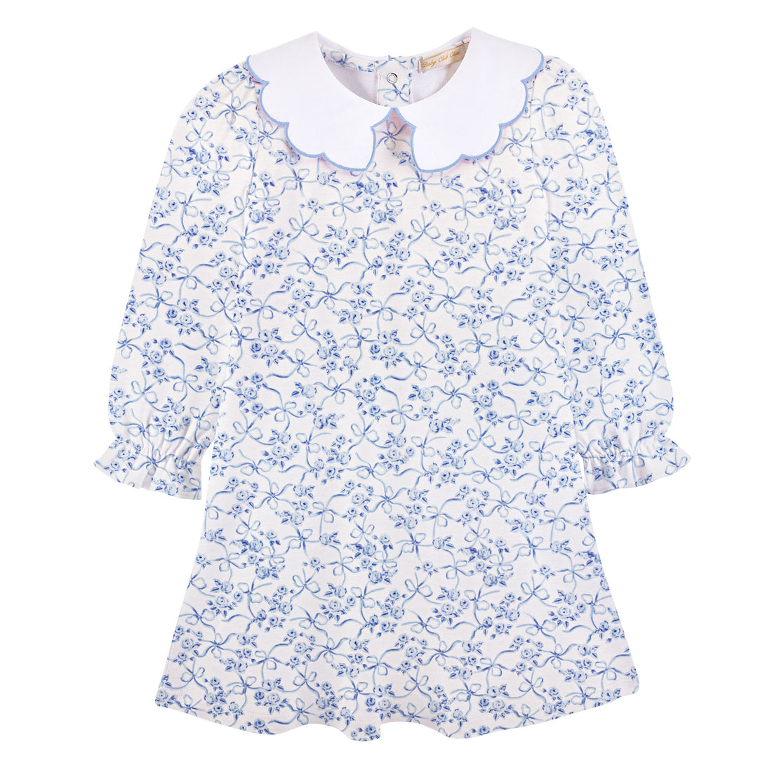 Blue Romantic Toile Pima Dress - Baby Club Chic