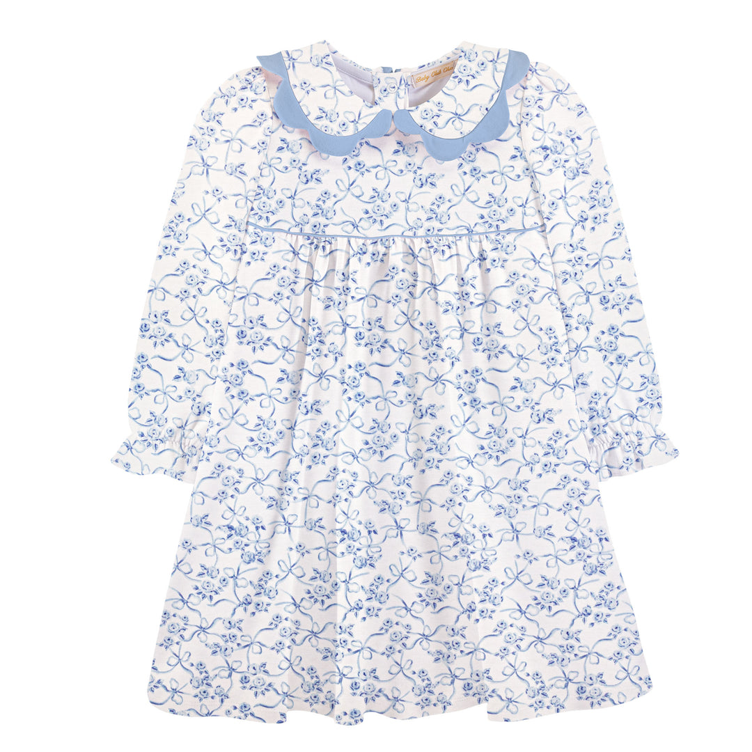 Blue Romantic Toile Pima Dress - Baby Club Chic