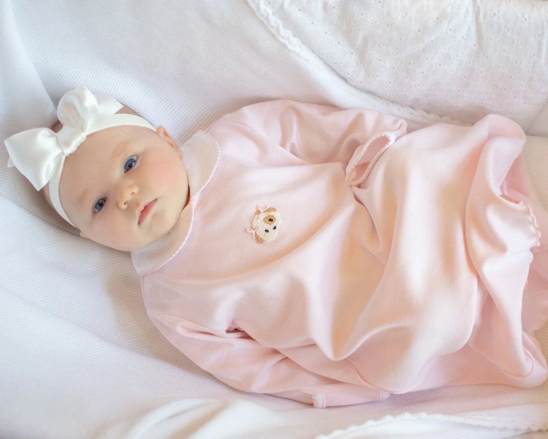 Pink Pima Cotton Puppy Gown - Milly Marie - Newborn