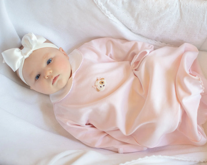 Pink Pima Cotton Puppy Gown - Milly Marie - Newborn