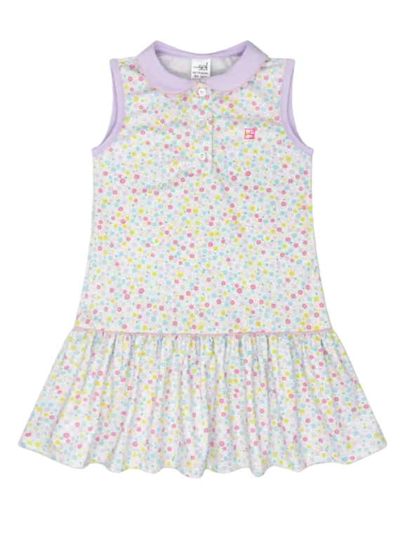 Children's dress with floral pattern on a light gray background