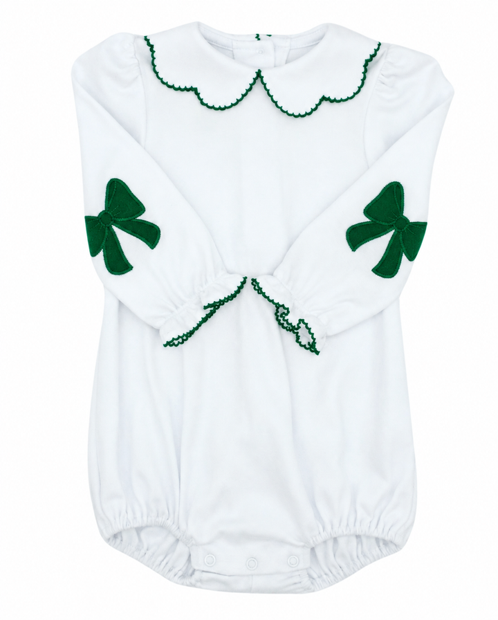 Green Trimmed Girls Bubble - Zuccini Kids