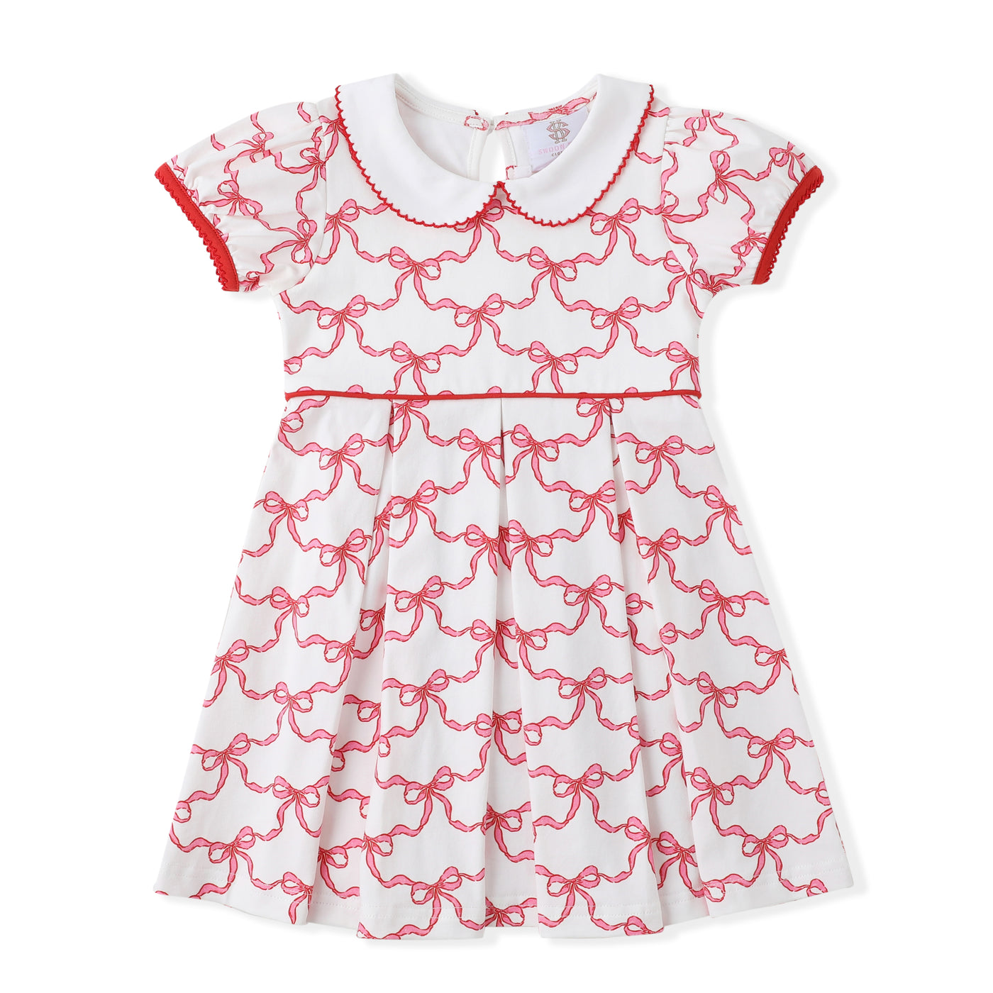 Red Ribbons Pleat Dress - Swoon