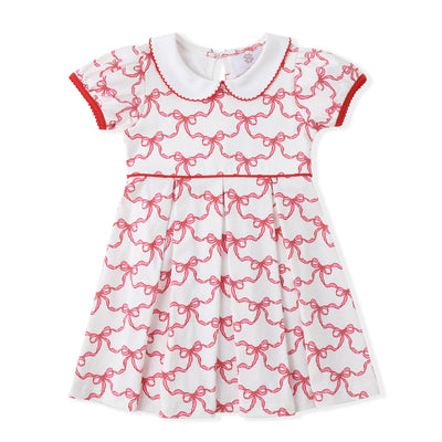 Red Ribbons Pleat Dress - Swoon