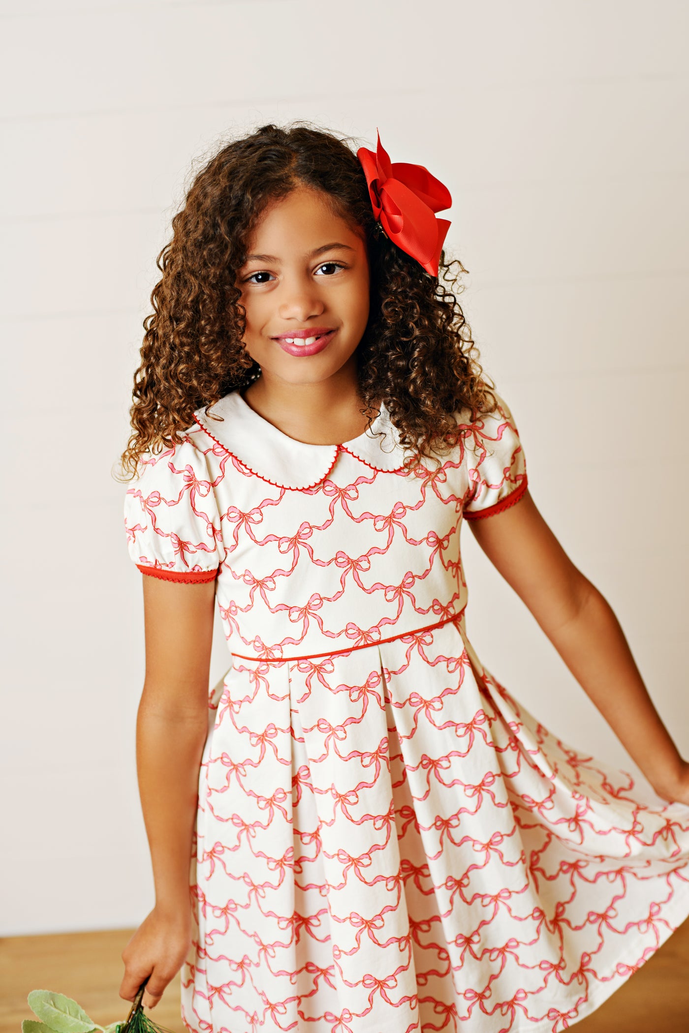 Red Ribbons Pleat Dress - Swoon