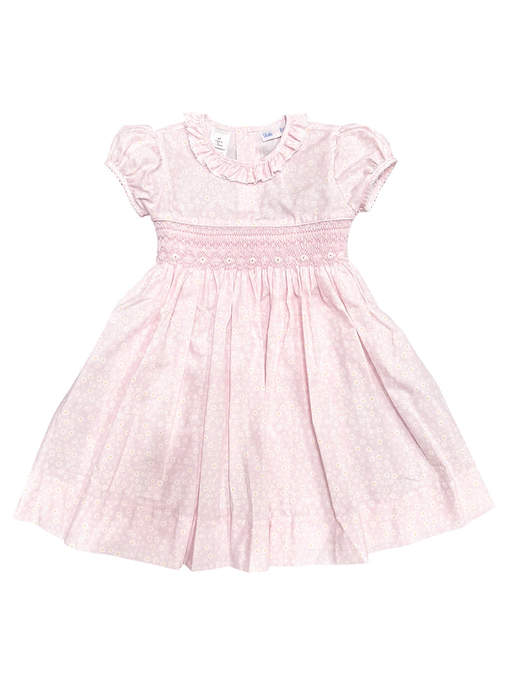 Girls Pink Smocked Daisy Collection - Lulu Bebe