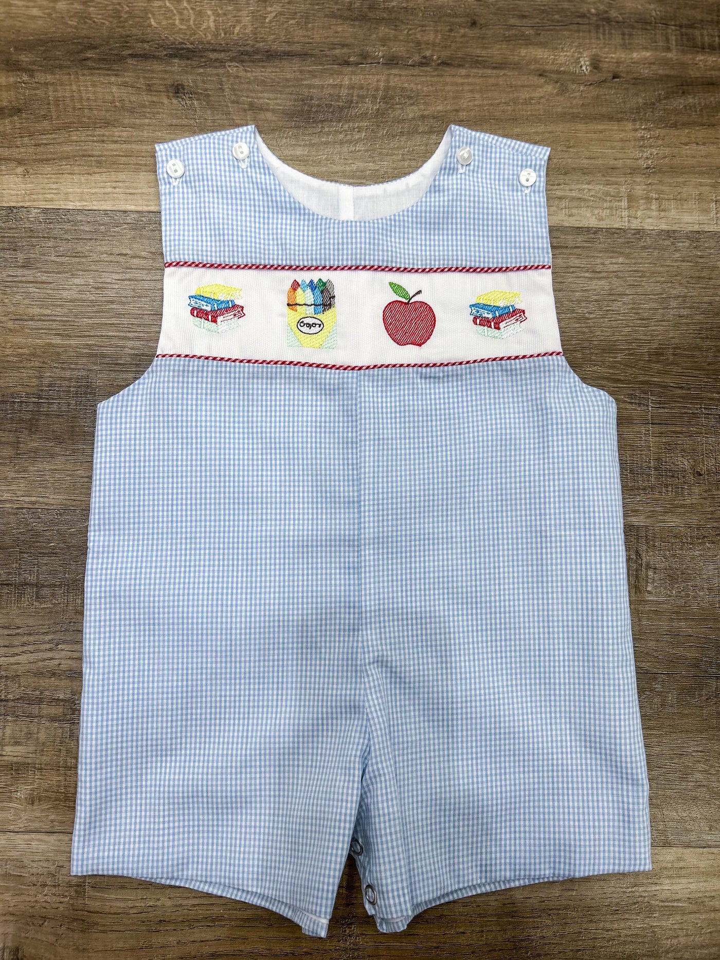 Blue Embroidered School Jon Jon - Lulu Bebe