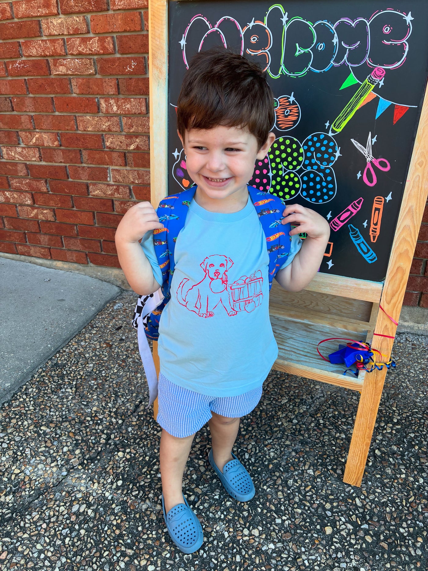 Back To School Puppy Tee - Mustard & Ketchup Kids