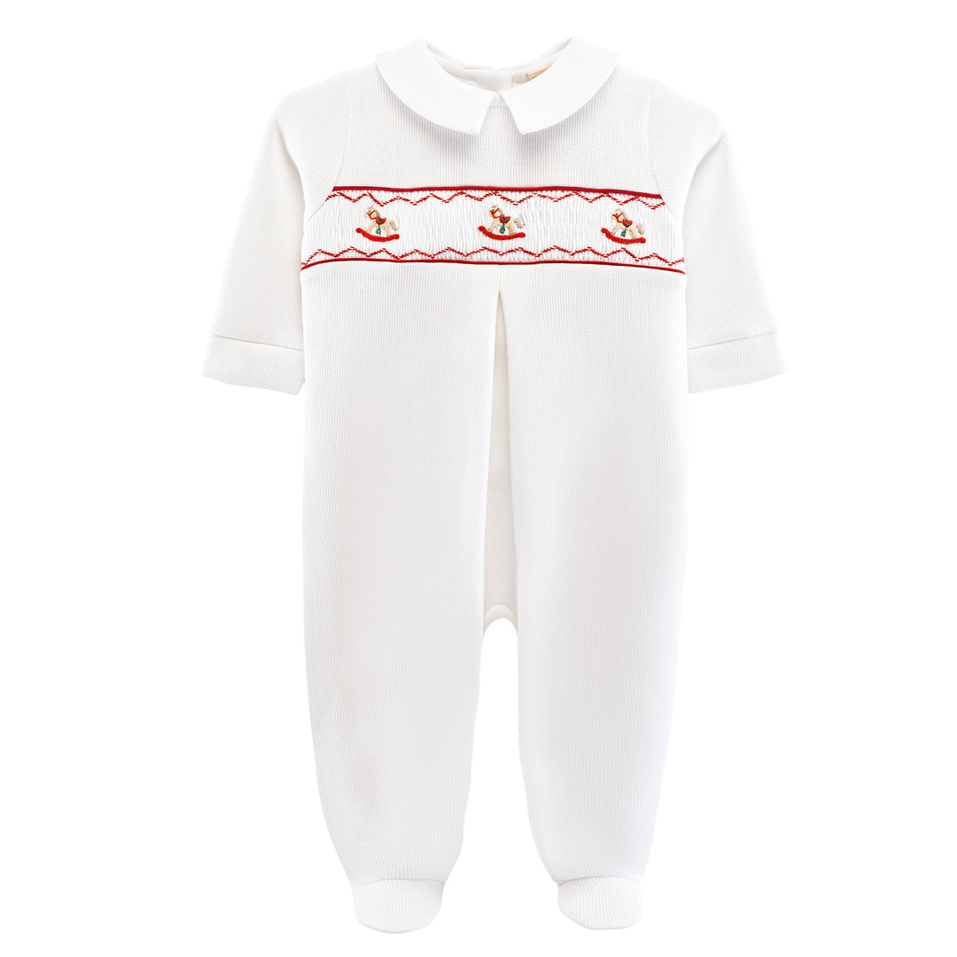 Christmas Pima Jacquard Smocked Footie - Baby Club Chic