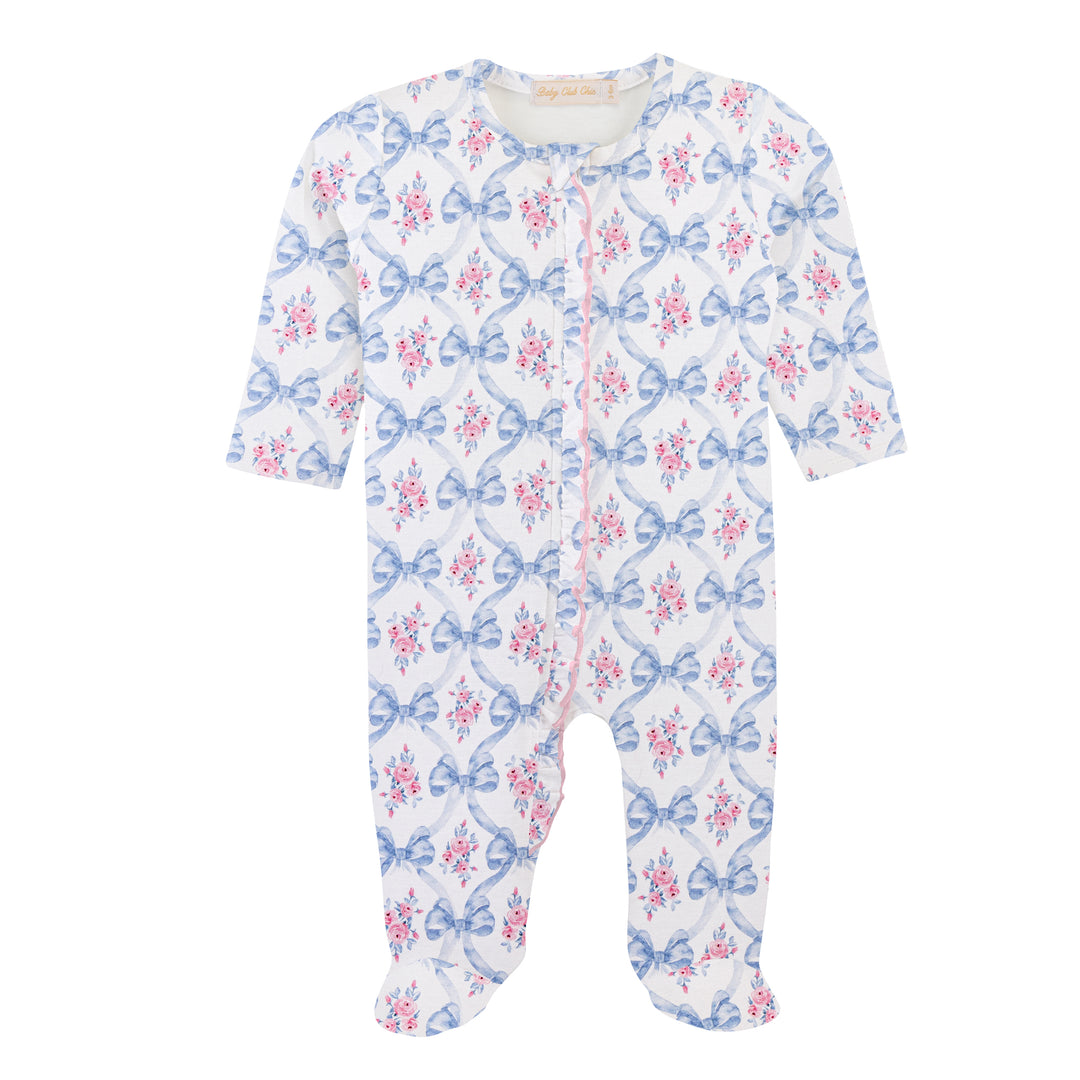 Bows & Blooms Ruffle Footie - Baby Club Chic
