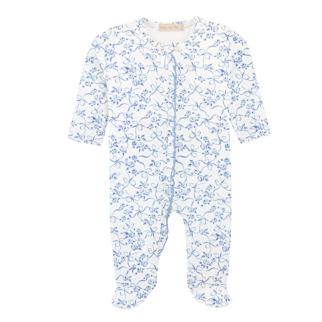 Romantic Blue Toile Footie - Baby Club Chic